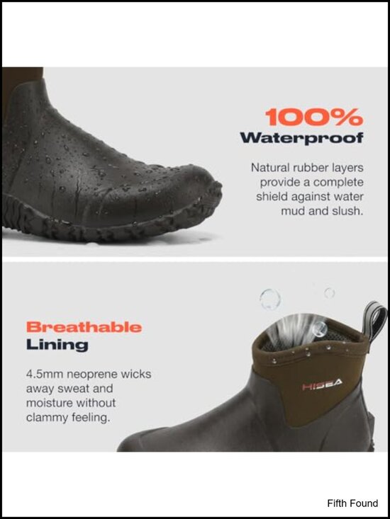 Men\'s Ankle Rain Boots Waterproof Rubber Neoprene Insulated Slip-On Work Garden